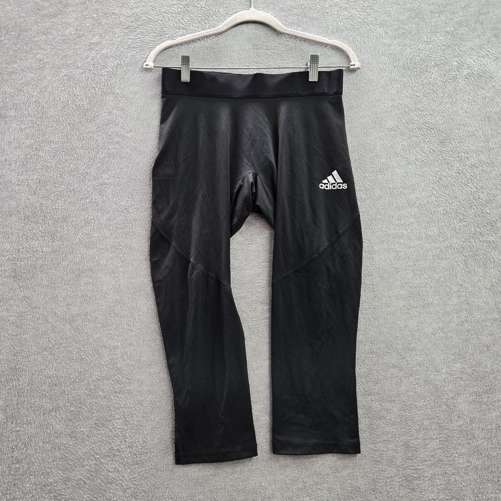 Adidas Women Activewear Pants Large Black Alphaskin Leggings Aeroready Capri